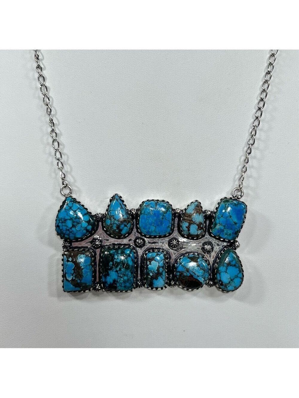 Turquoise Vintage Style 925 Gemstone Multi Stone Necklace